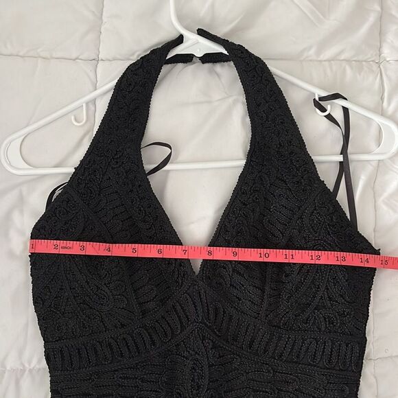 SUE WONG Black Crochet Halter Dress - Picture 7 of 8